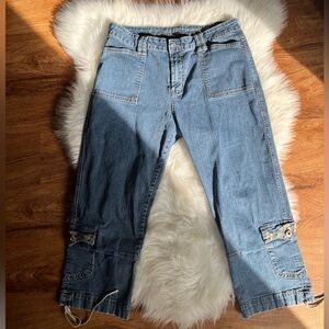 Ethyl Capri Blue Denim Jeans Cargo Women’s Beach Chic Y2K Femme Gorpcore 10 M